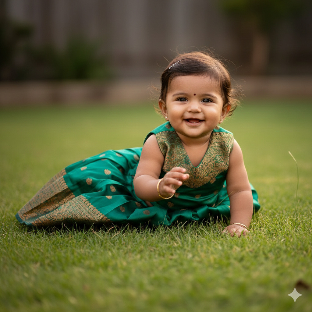 Bronze Gold Bhuttas Pavada Set