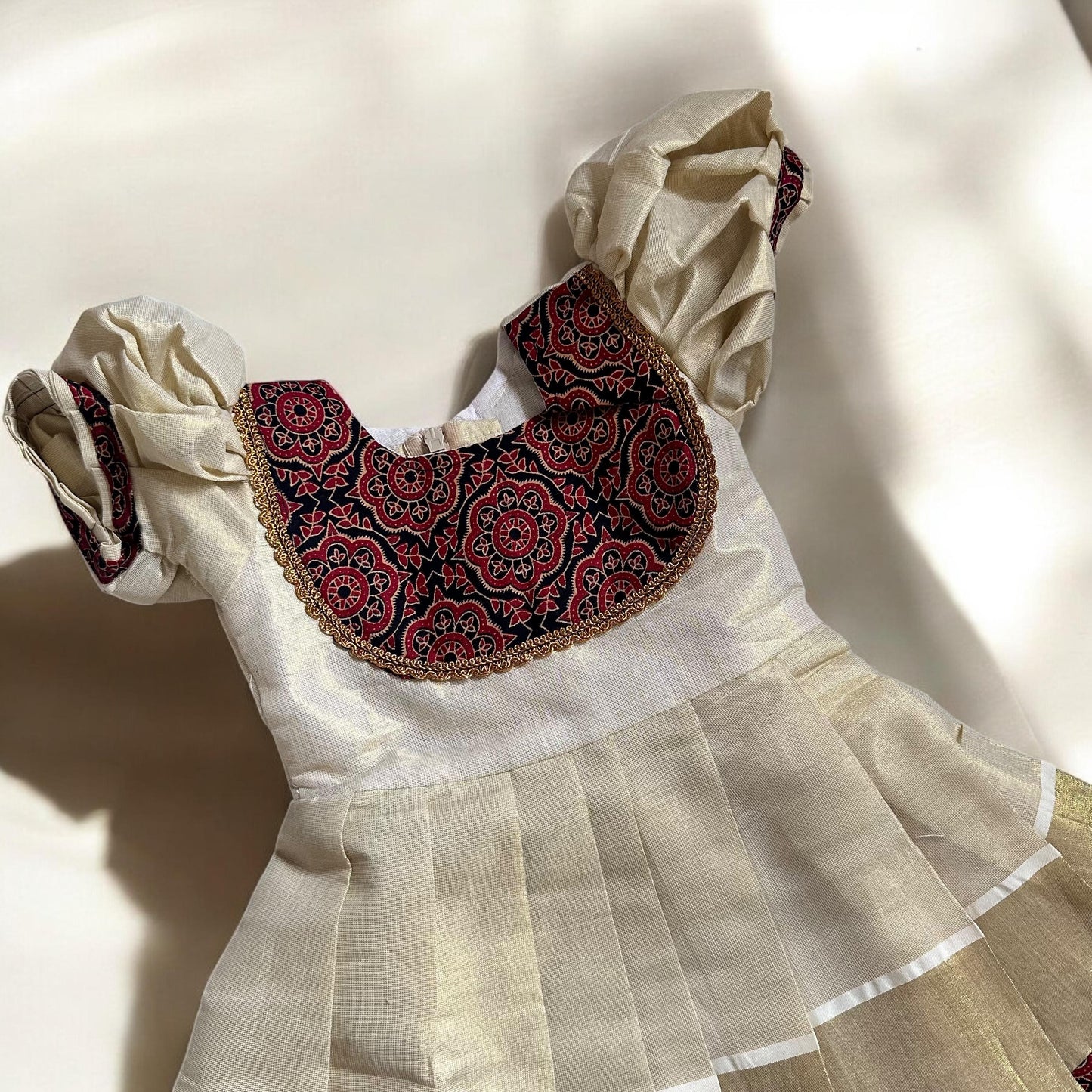 Ajrakh Border Kasavu Frock