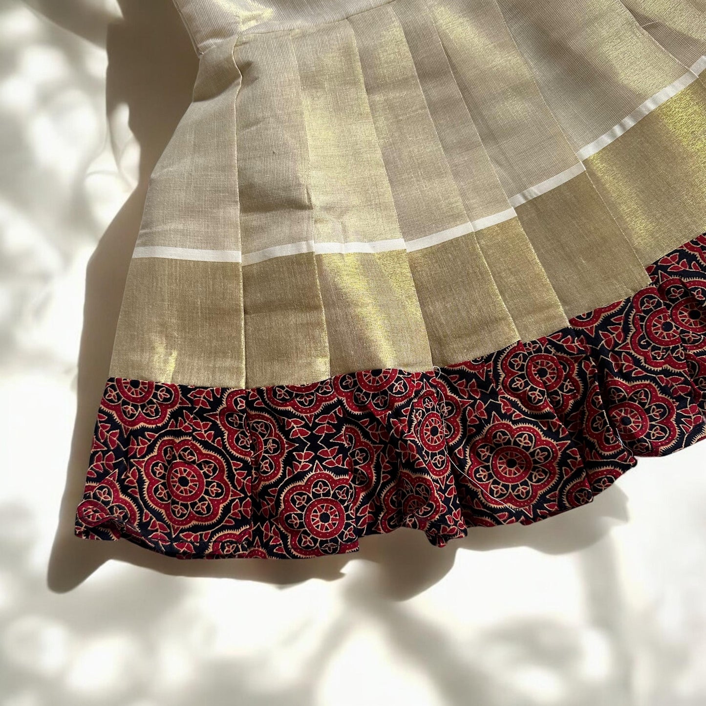 Ajrakh Border Kasavu Frock