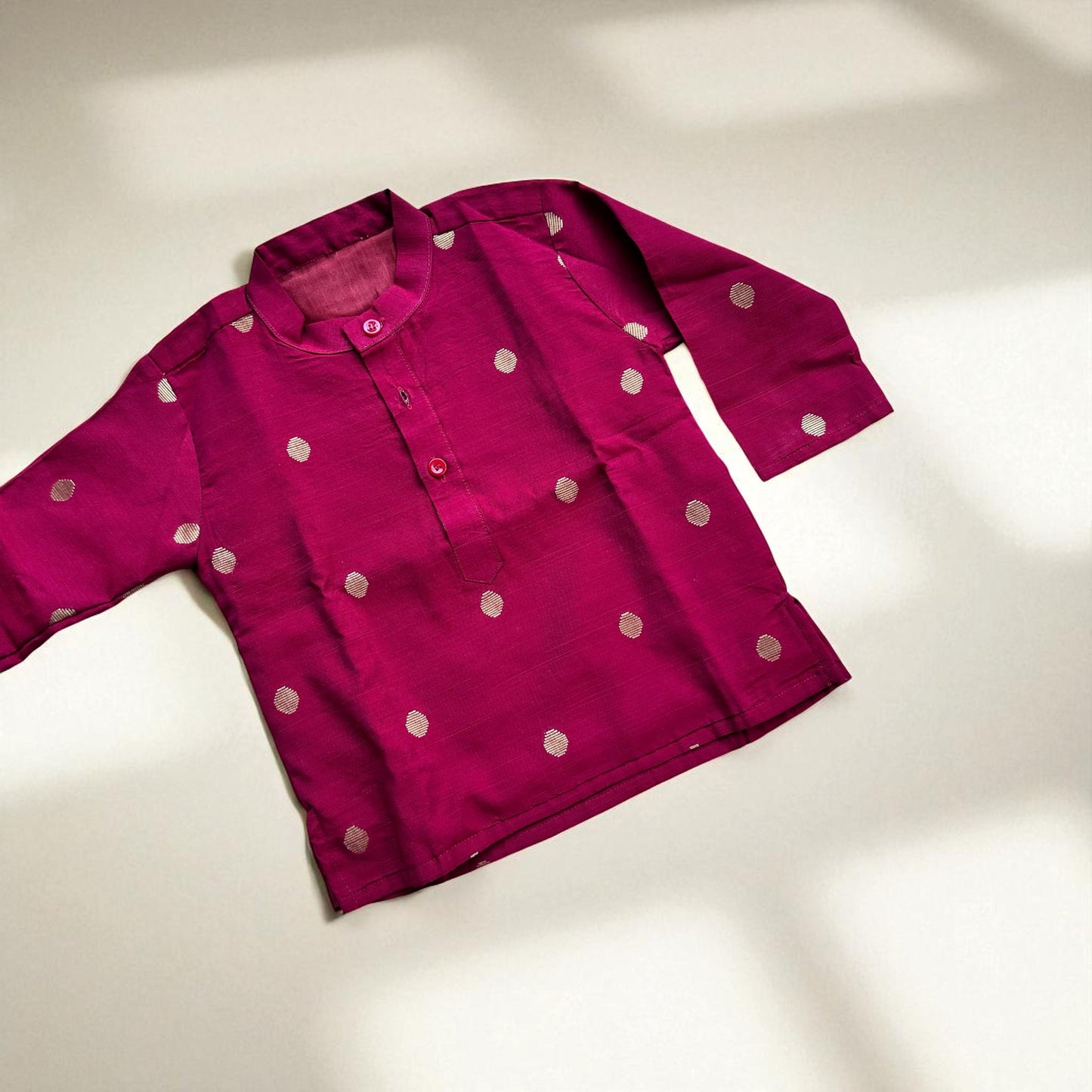 Maroon Polka Dots Boys Kurta