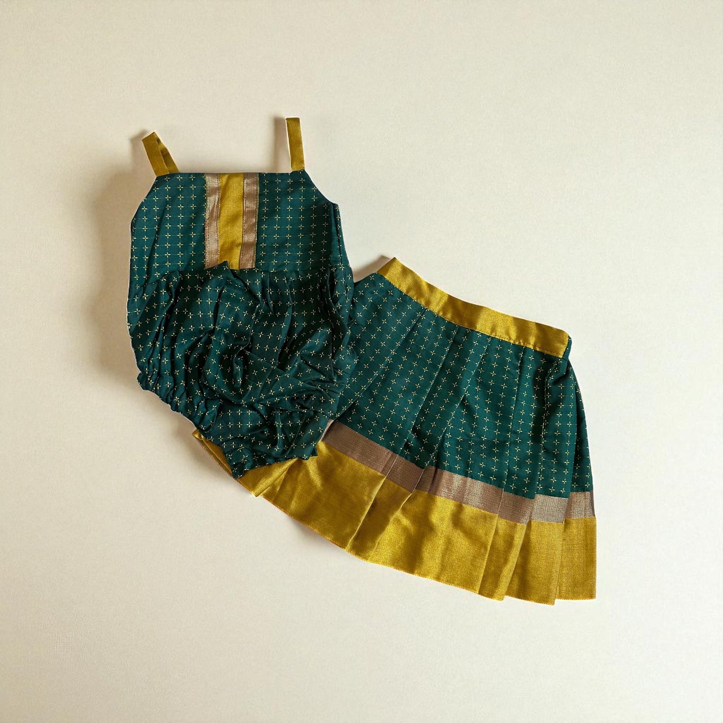 2-in-1 Romper and Skirt Pattu Pavada Set