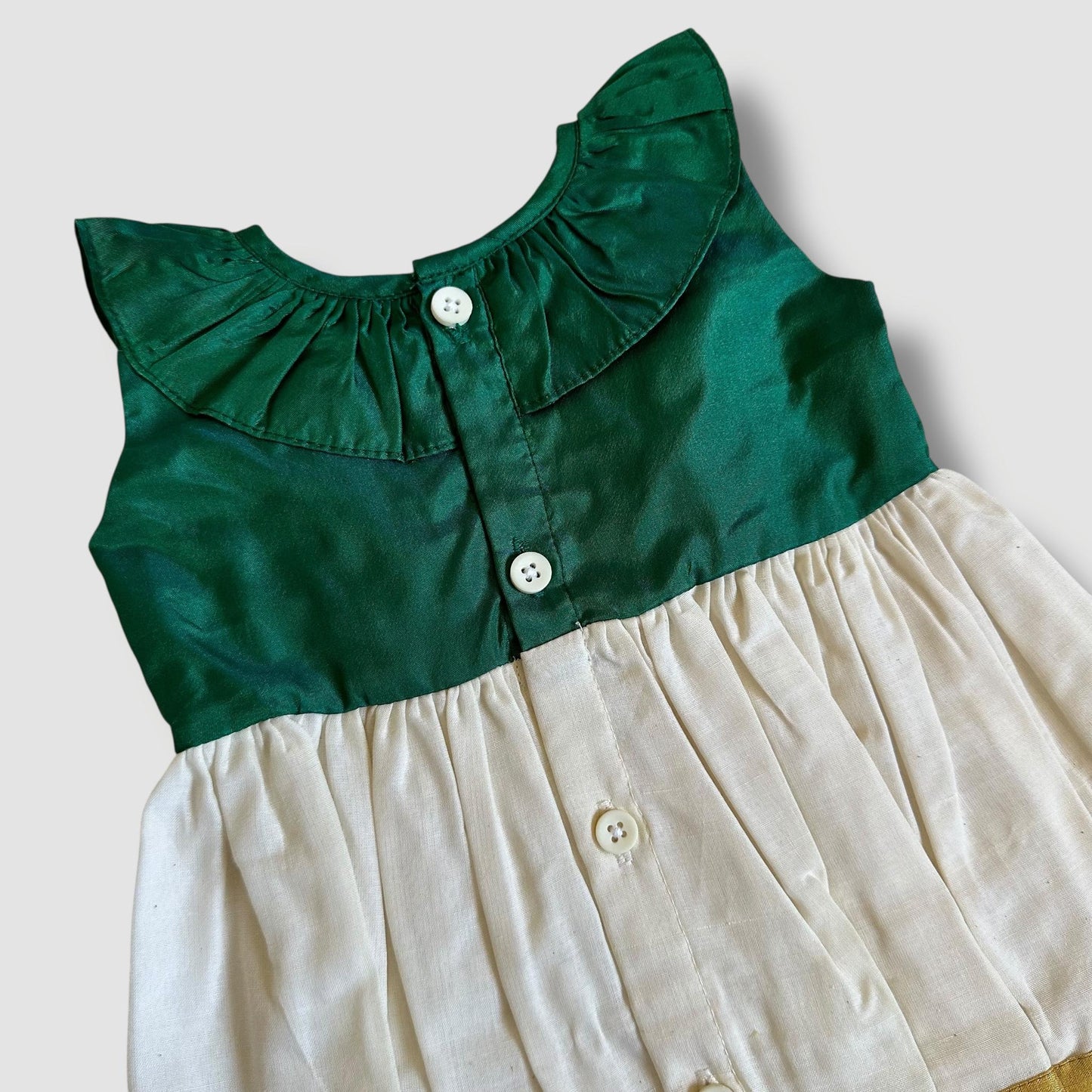 Green & Kasavu Onam Frock