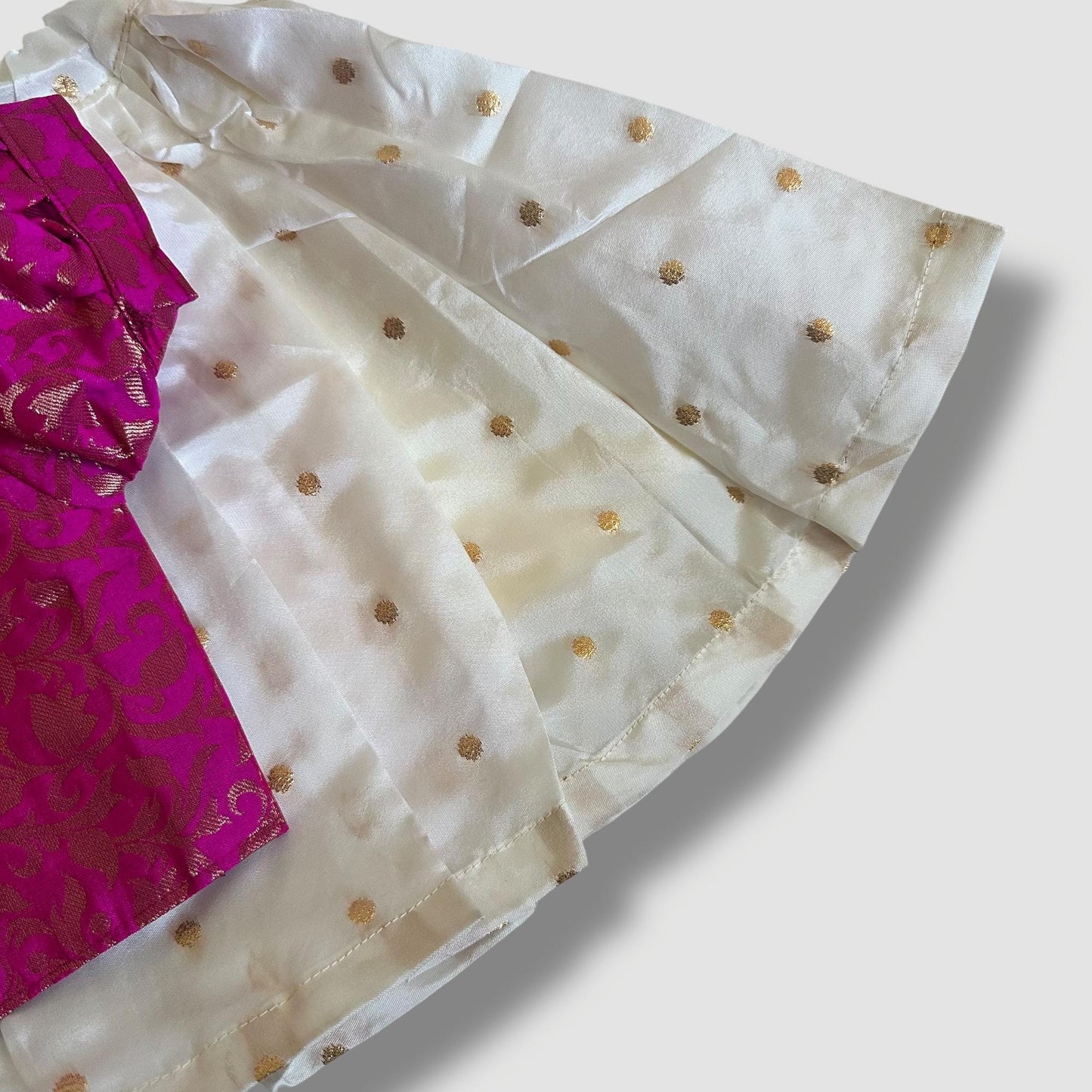 Hot Pink Gold Brocade with Gold Bhutta skirt