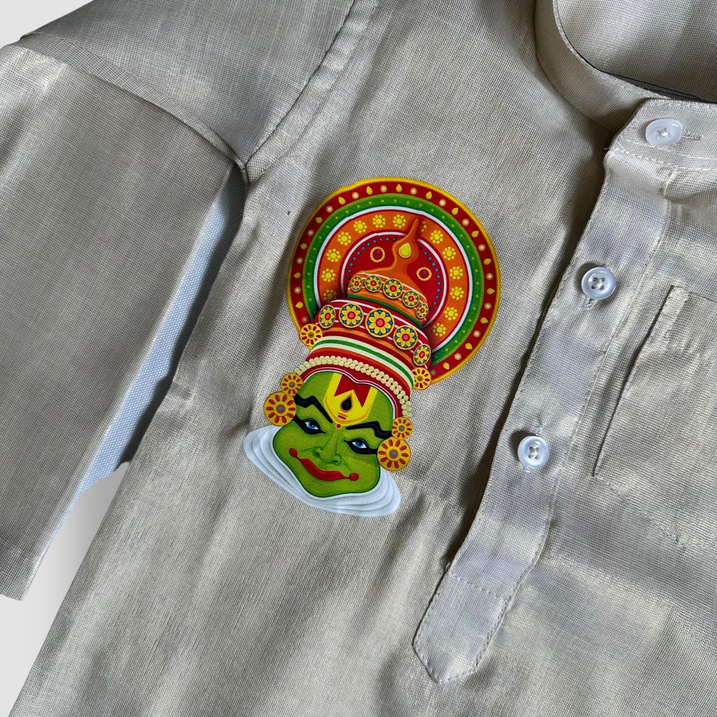 Long Tissue silk Kurta with Kathakali Design