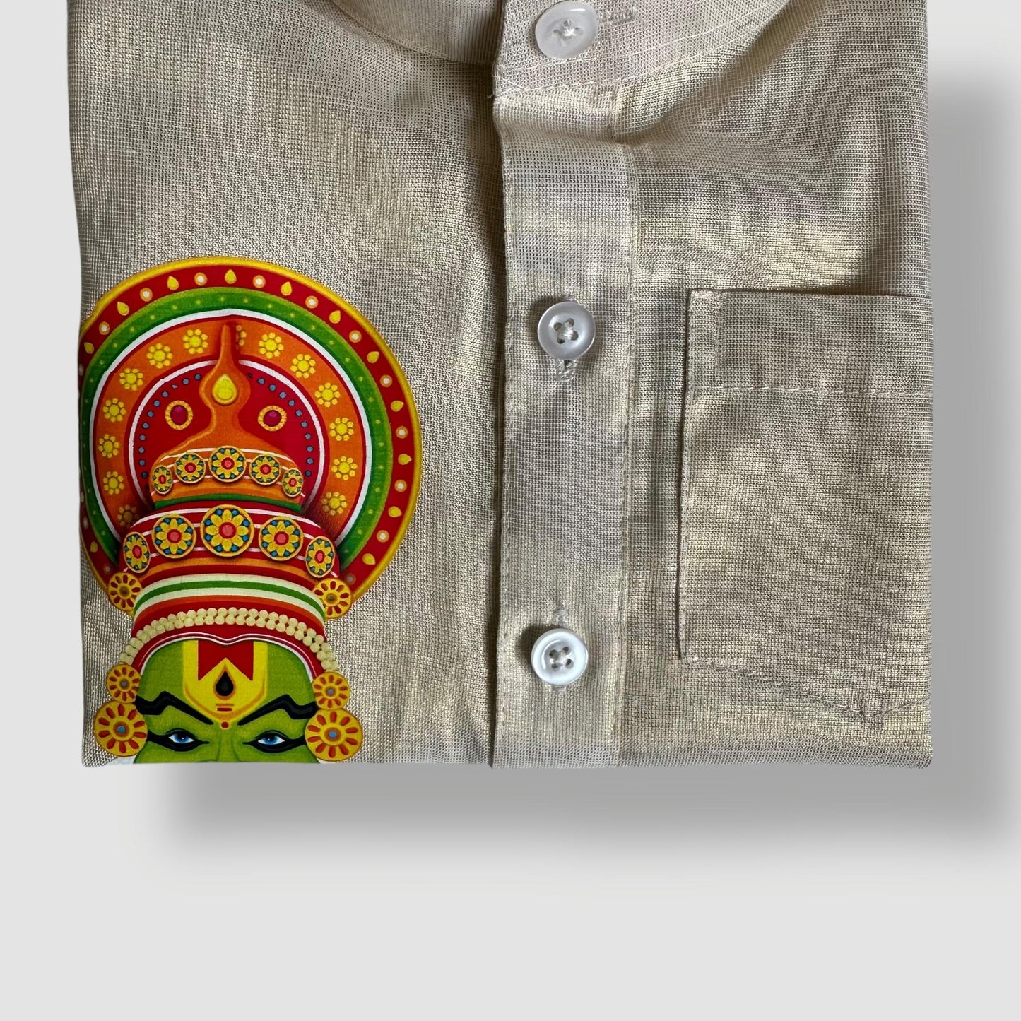 Long Tissue silk Kurta with Kathakali Design
