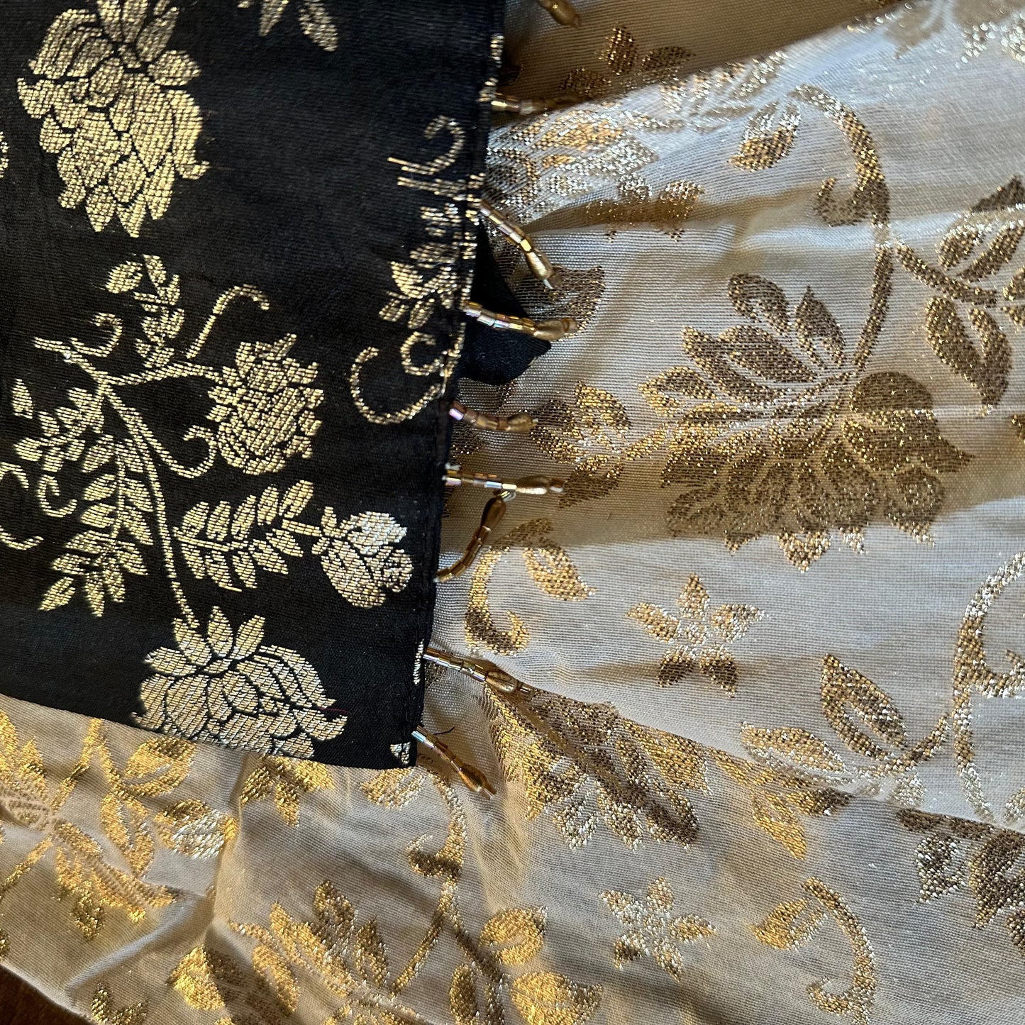 Black Brocade Top with Ivory Skirt Set