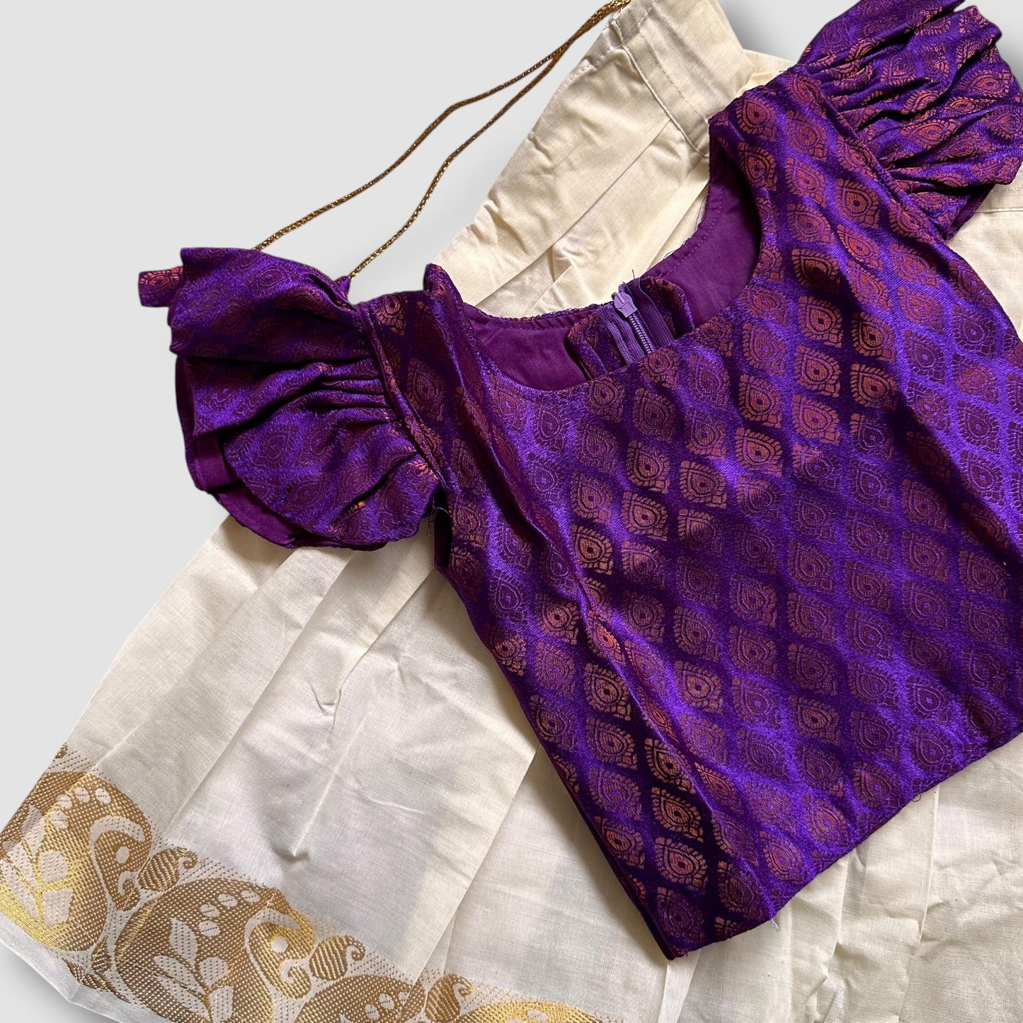 Royal Purple Kasavu Pavada Set