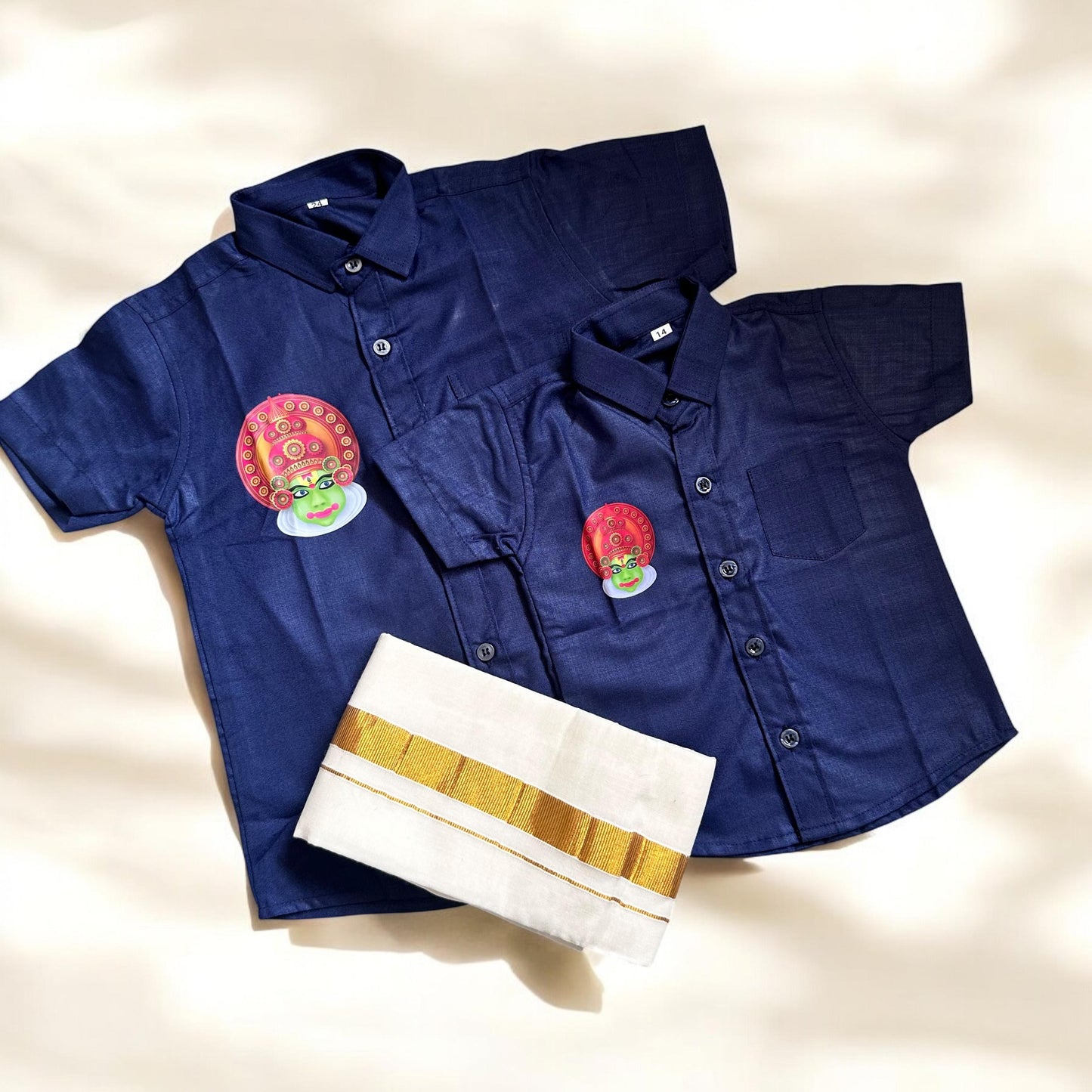 Kathakali Print Dark Blue Shirt