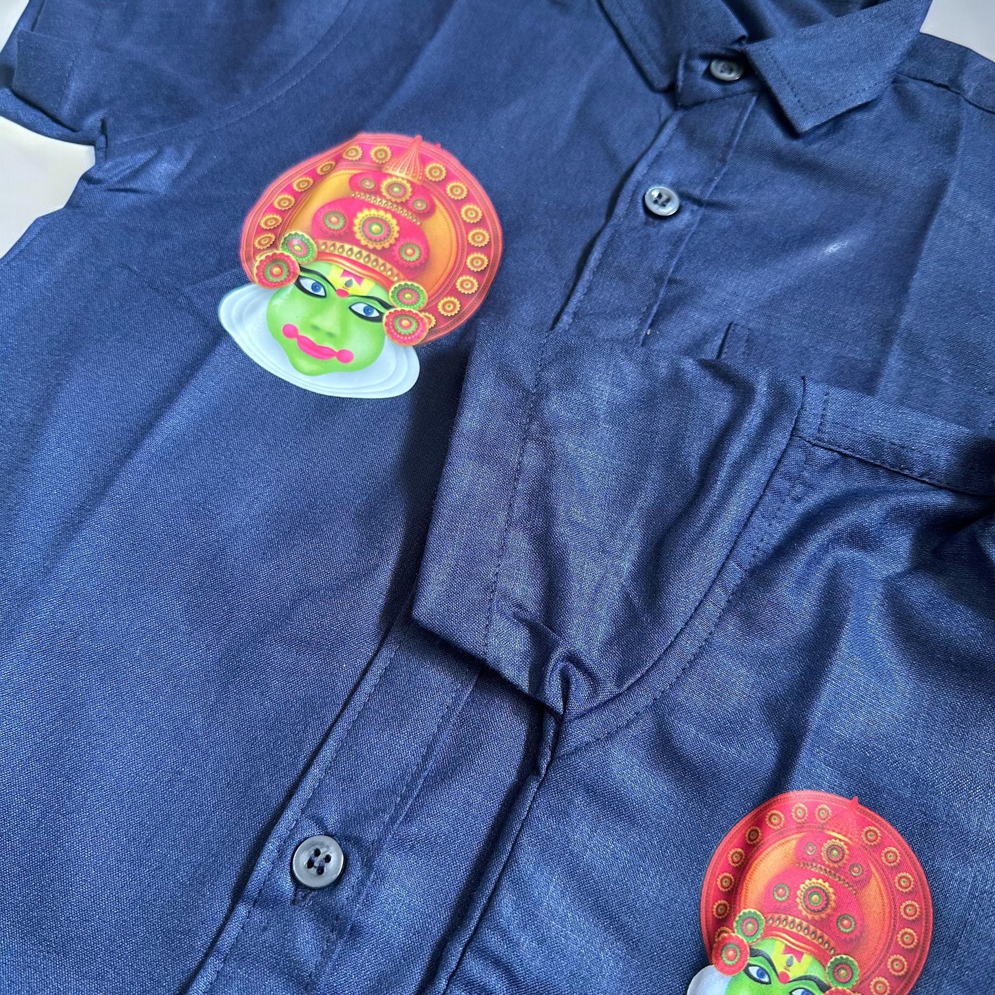 Kathakali Print Dark Blue Shirt