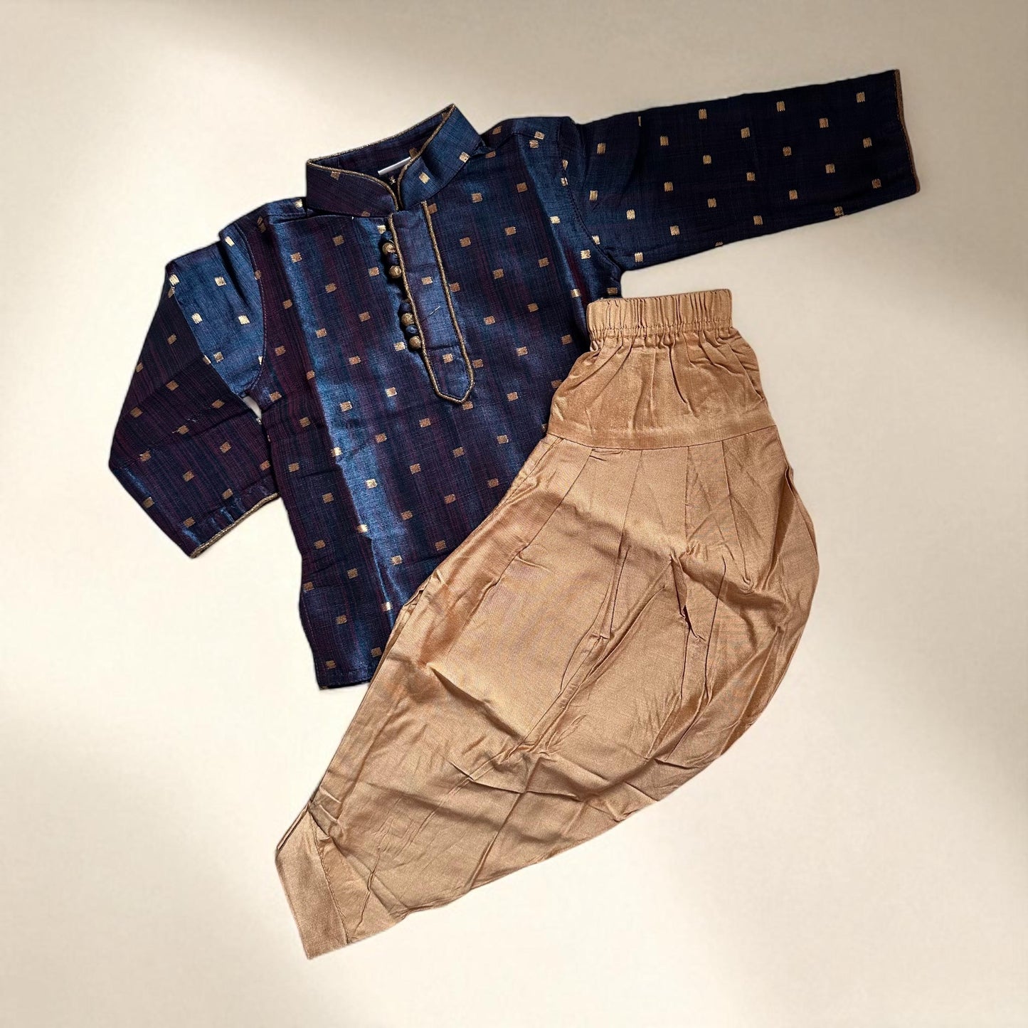 Dark Blue Zari Kurta with Dhoti Pants