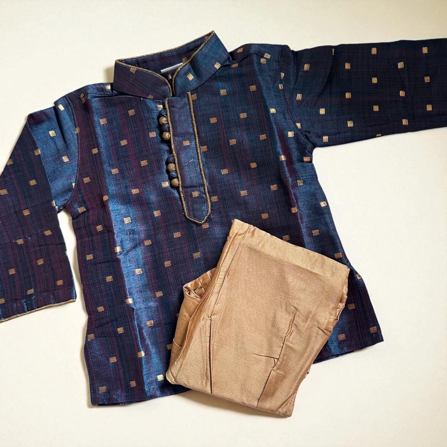 Dark Blue Zari Kurta with Dhoti Pants