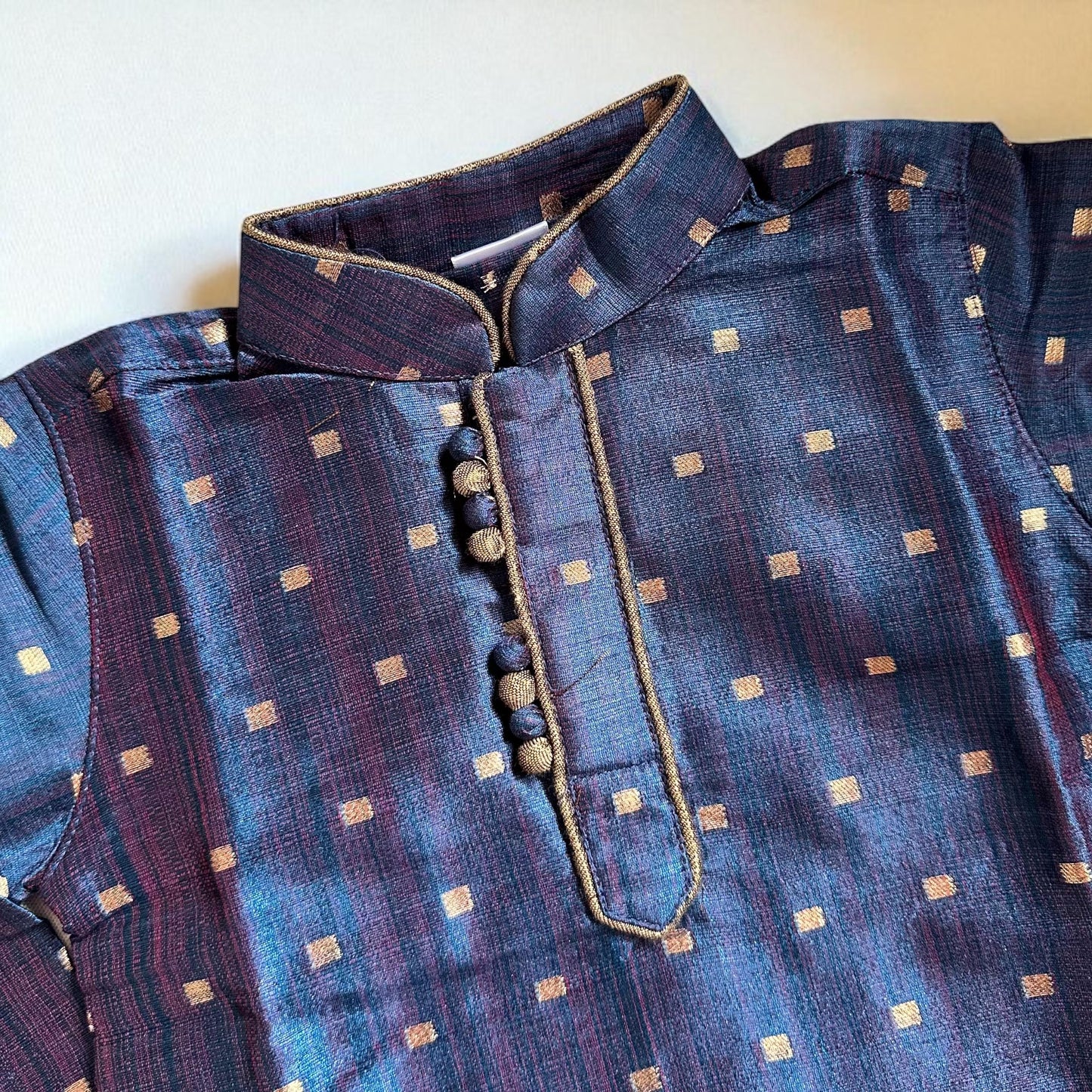 Dark Blue Zari Kurta with Dhoti Pants