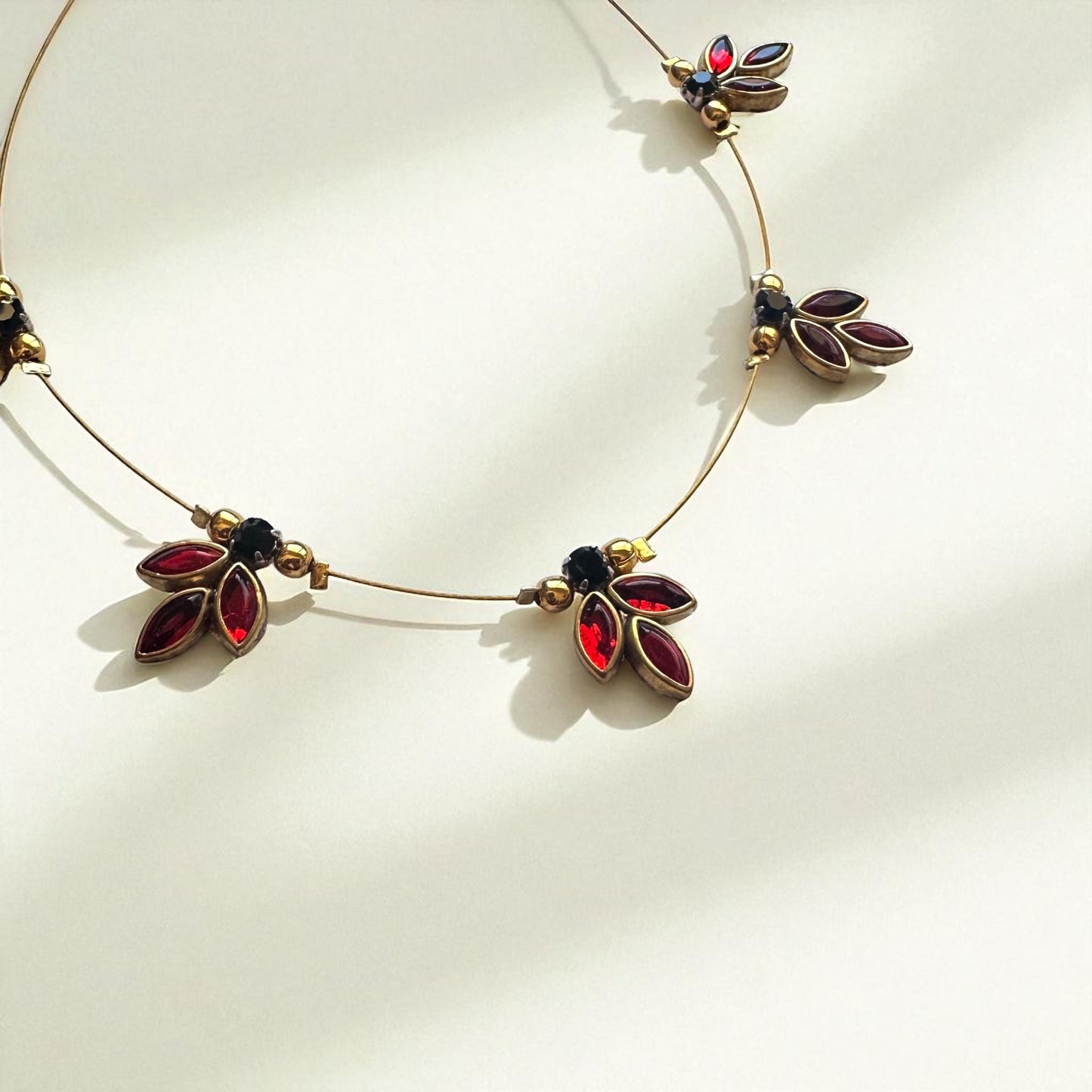 Green & Red Petal Charm Invisible Necklace