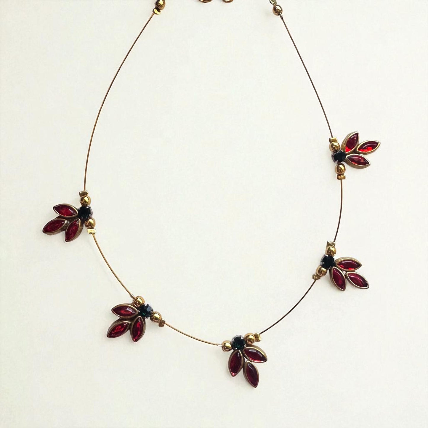 Green & Red Petal Charm Invisible Necklace