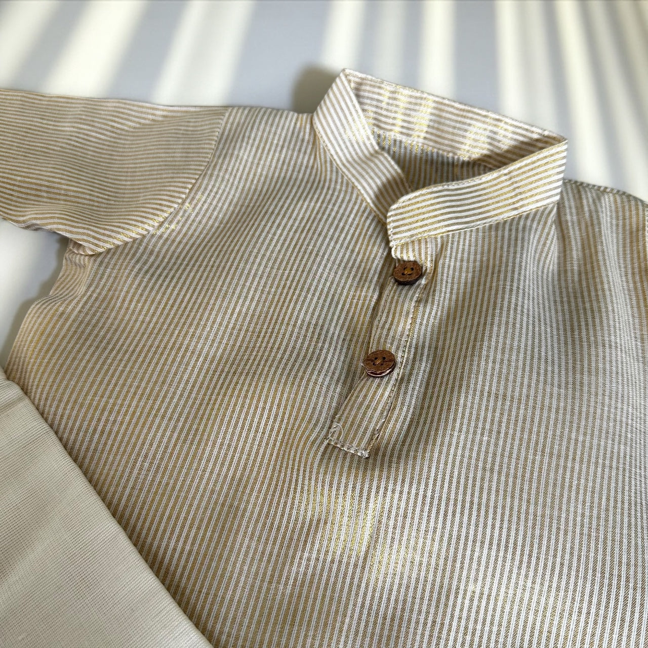 Classic Gold striped Kurta & Mundu Set