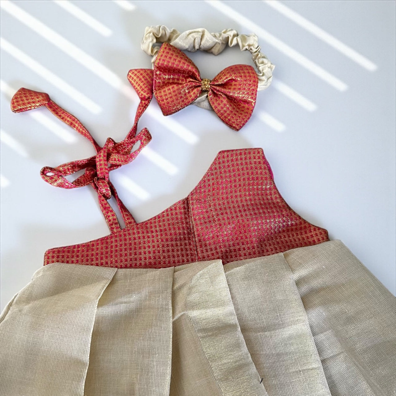 5-in-1 Set Red Frill Frock Set