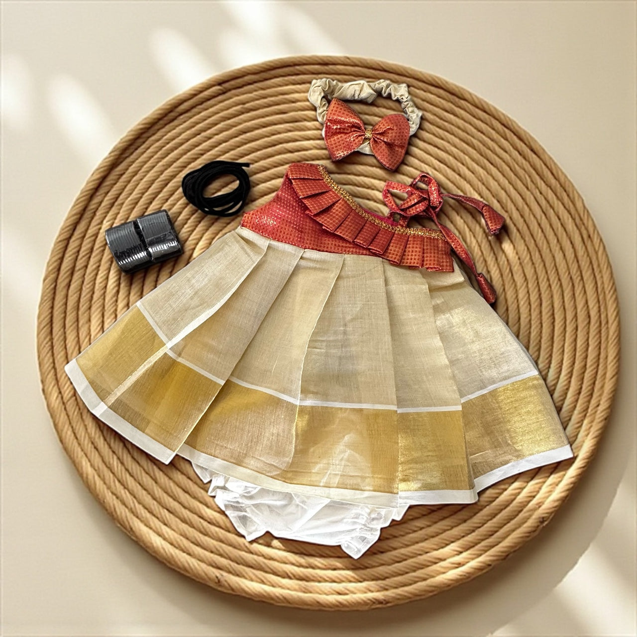 5-in-1 Set Red Frill Frock Set