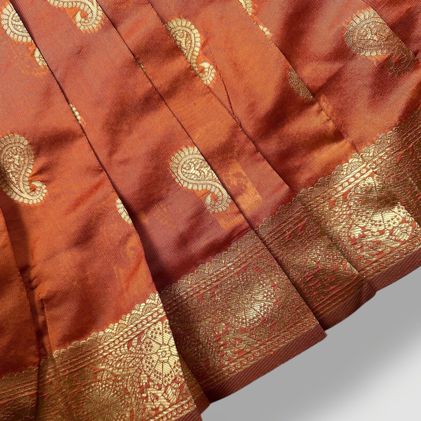 Red and Burnt Orange Pavada Set