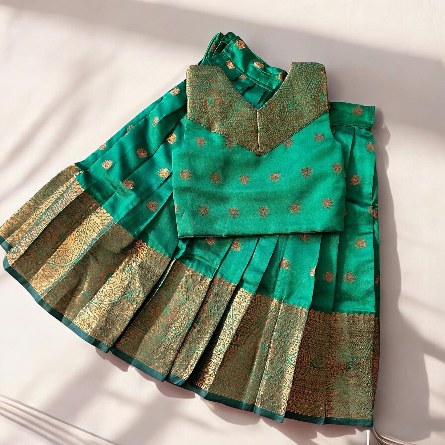 Bronze Gold Bhuttas Pavada Set