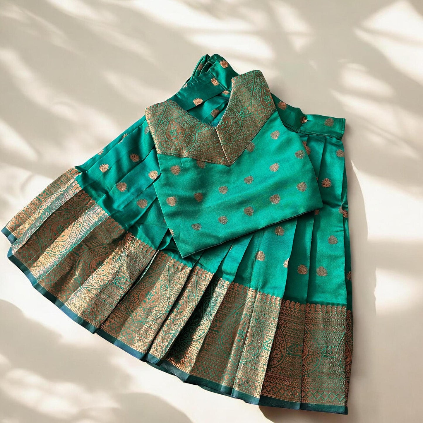 Bronze Gold Bhuttas Pavada Set