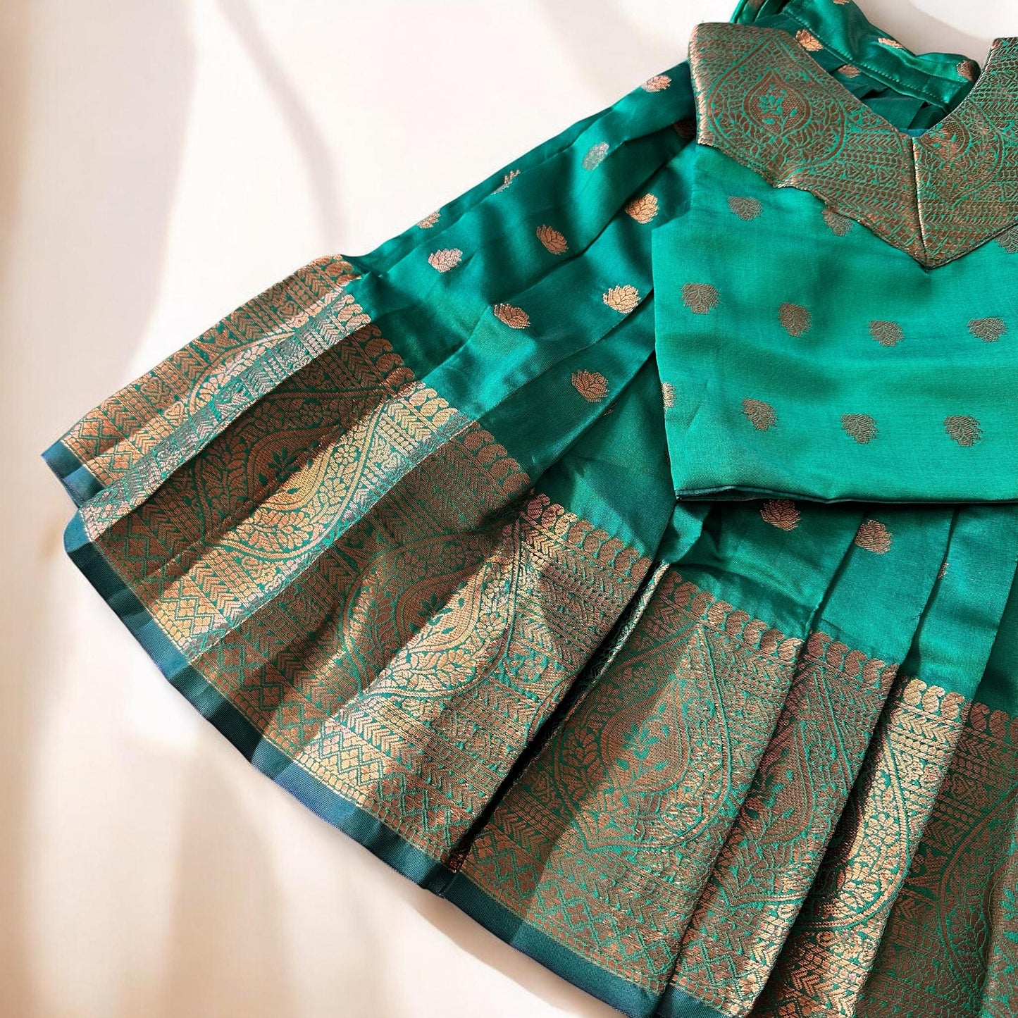 Bronze Gold Bhuttas Pavada Set