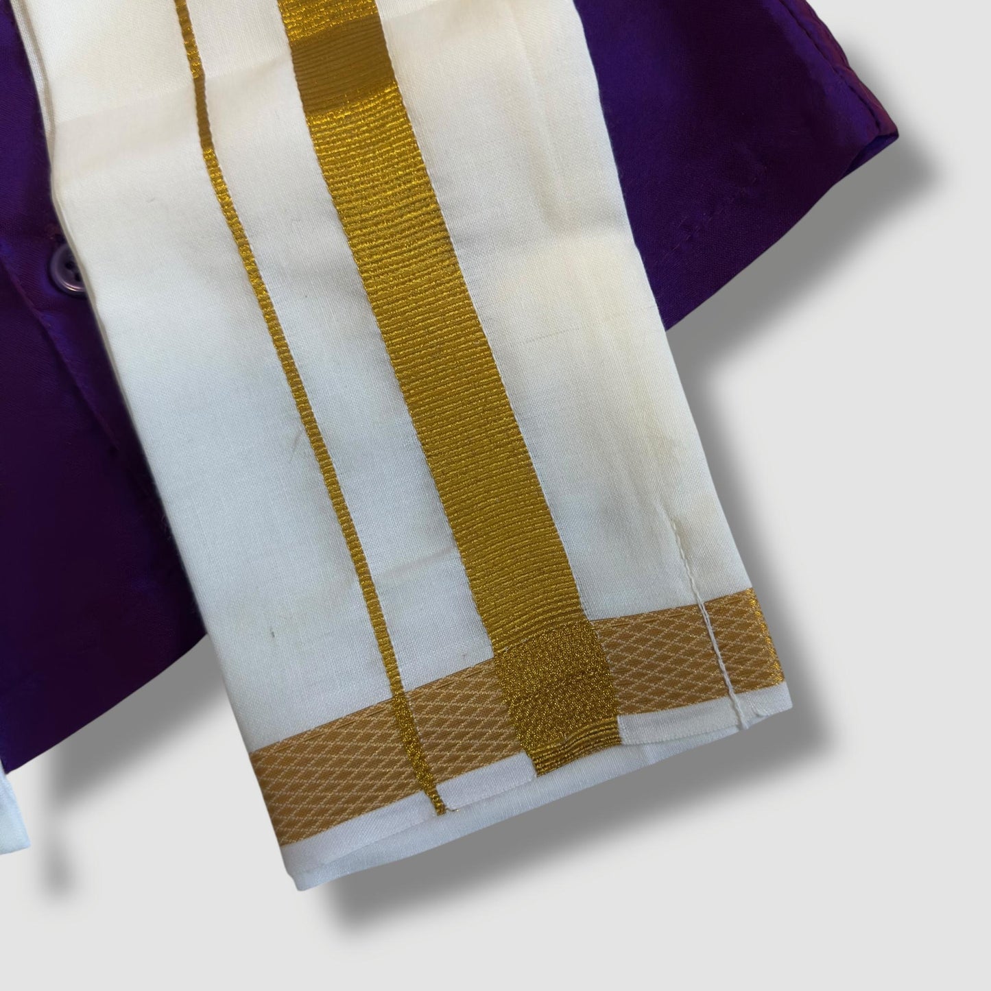 Royal Purple Shirt, Mundu and Dhoti Set