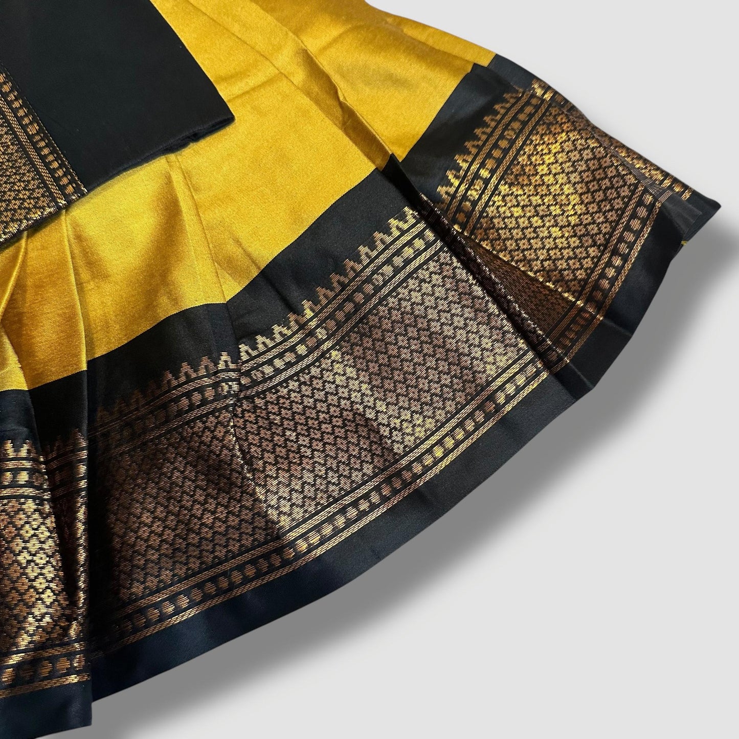 Mustard Yellow Zari Skirt with Tie-Up Black Top