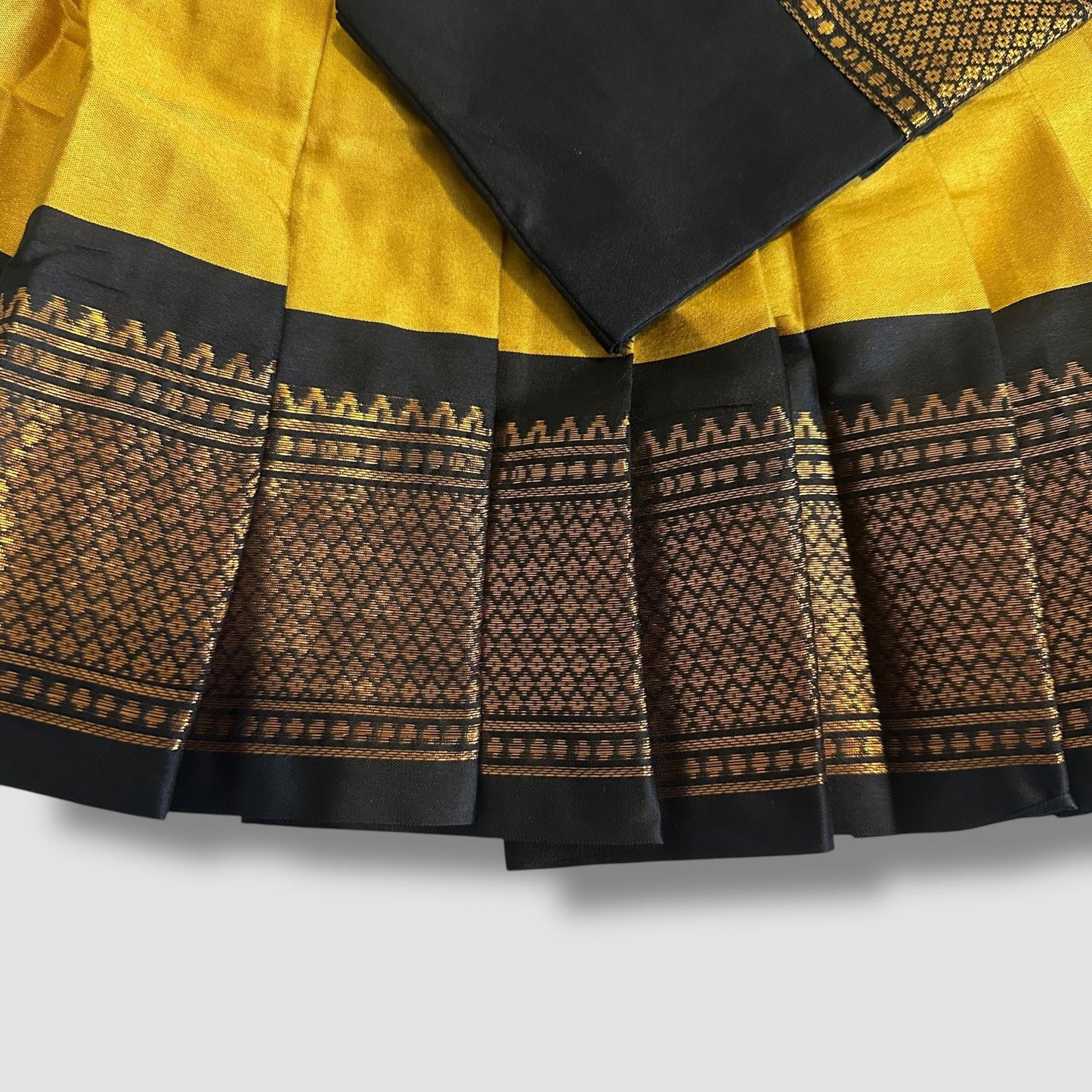 Mustard Yellow Zari Skirt with Tie-Up Black Top