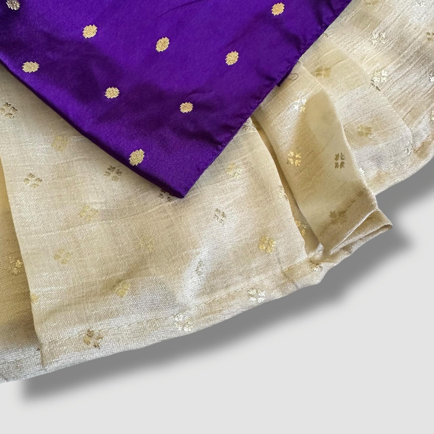 Violet Puff Sleeve Blouse & Vichitra Silk Skirt Set