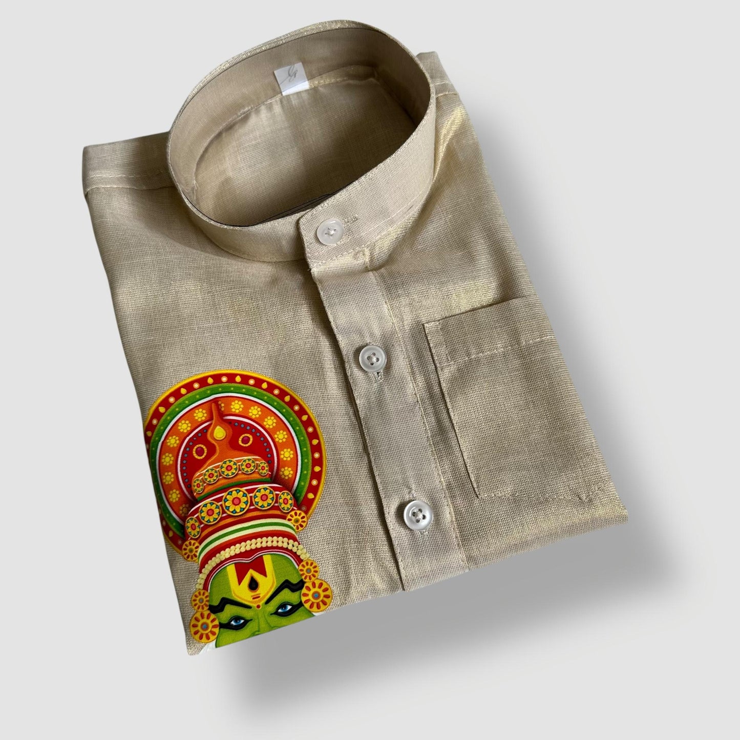 Long Tissue silk Kurta with Kathakali Design