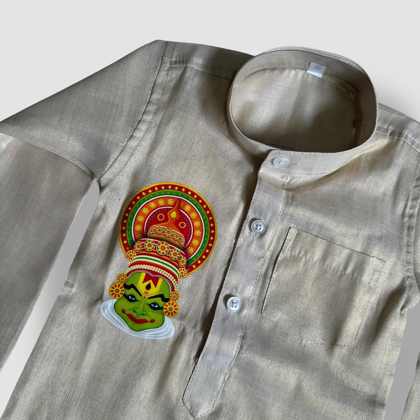 Long Tissue silk Kurta with Kathakali Design