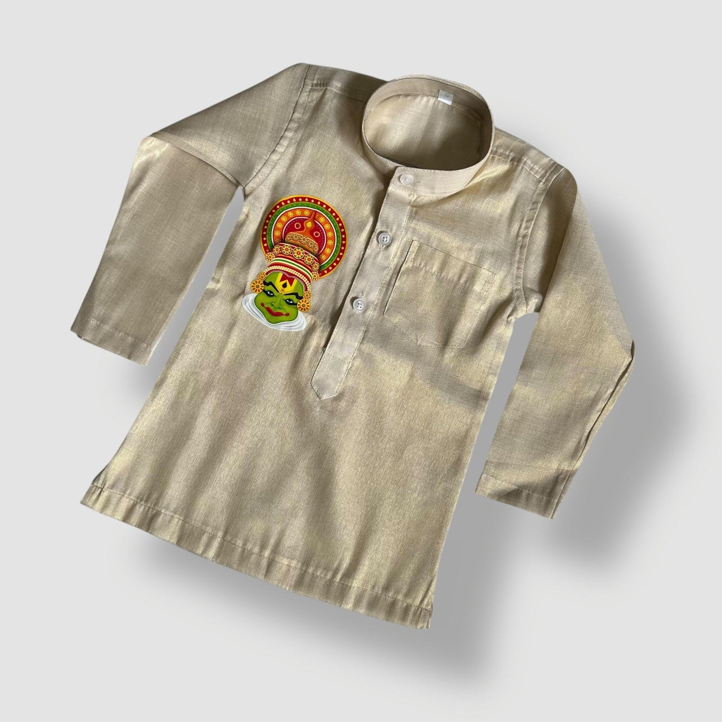 Long Tissue silk Kurta with Kathakali Design