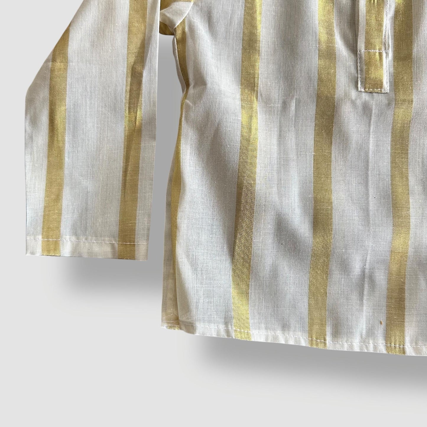 Cream & Gold Striped Boys Kurta