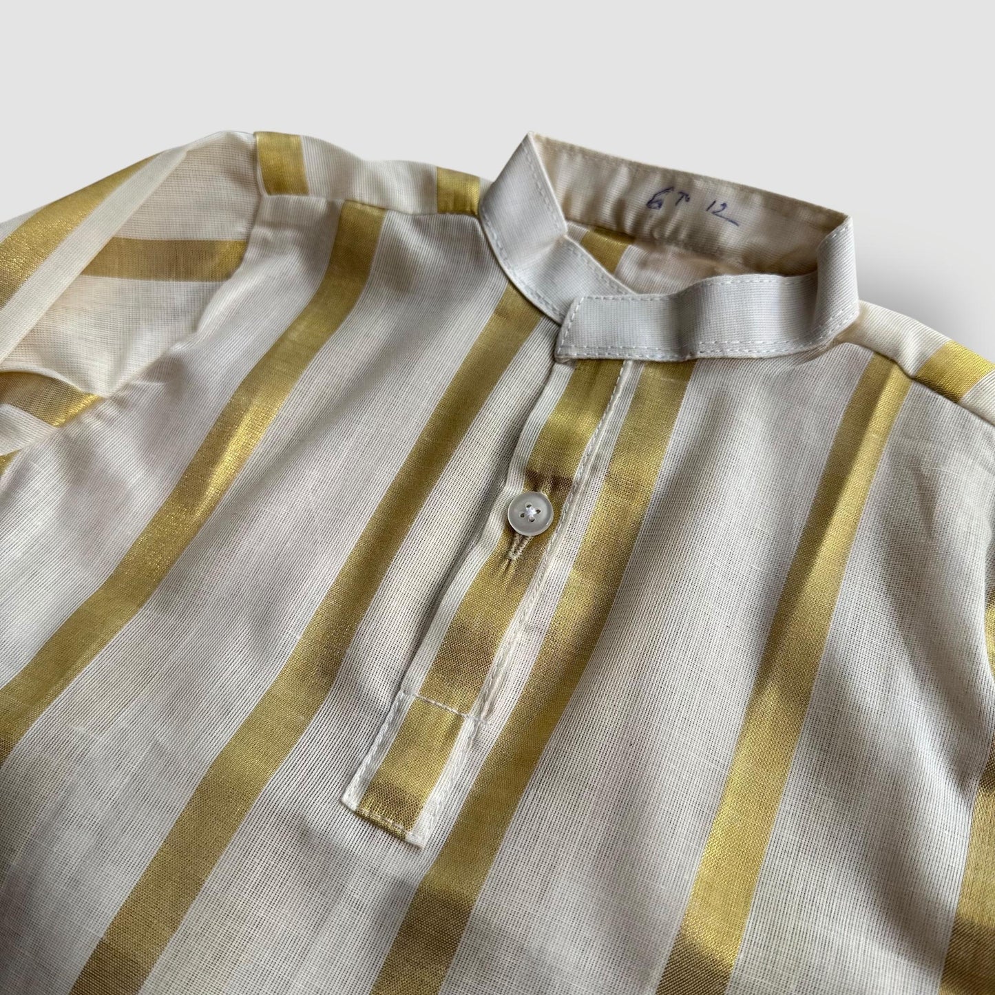 Cream & Gold Striped Boys Kurta