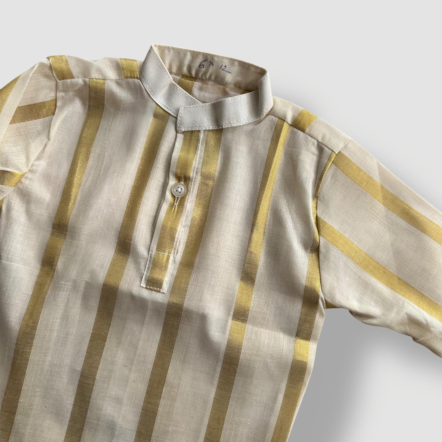Cream & Gold Striped Boys Kurta