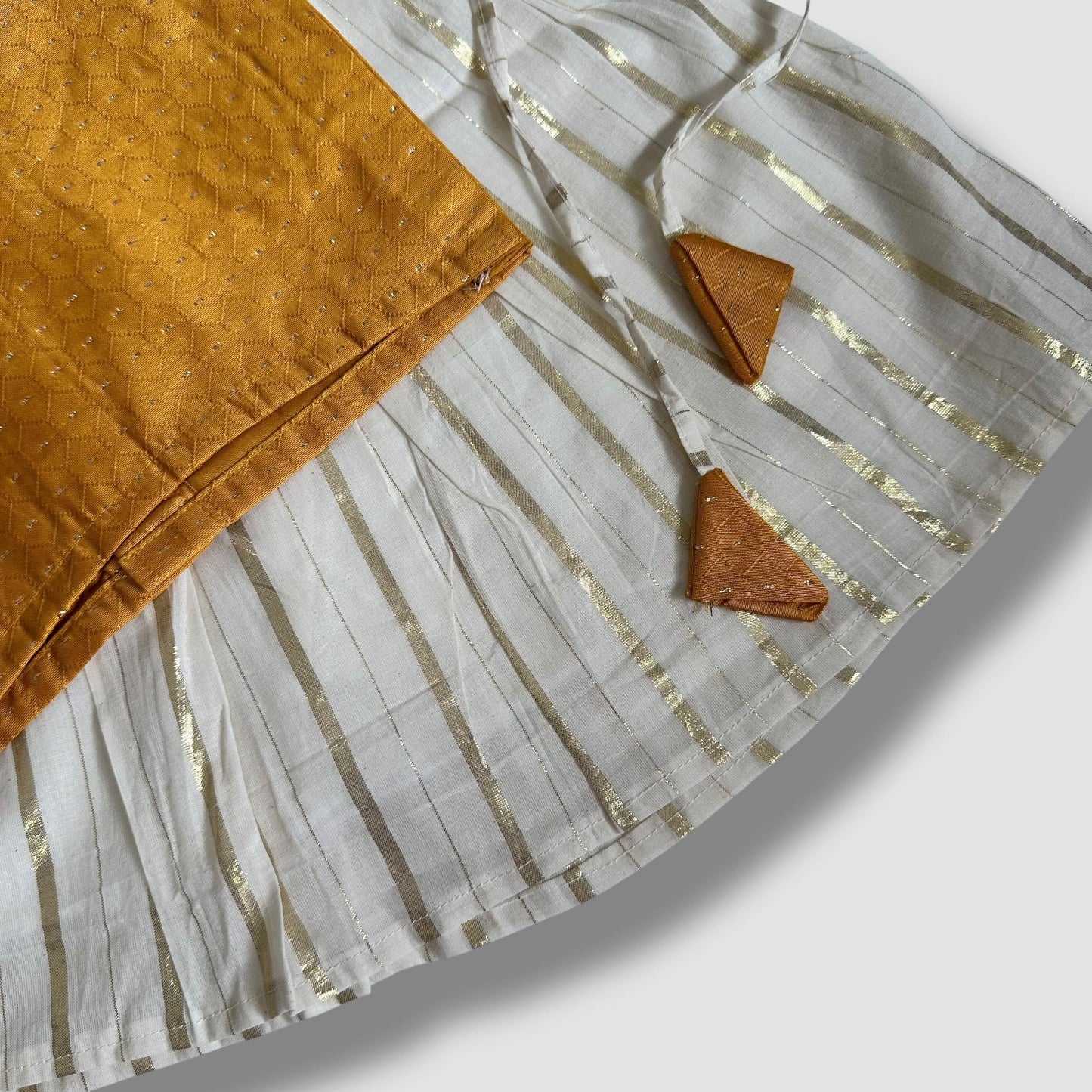 Mustard & Gold Striped Pavada Set