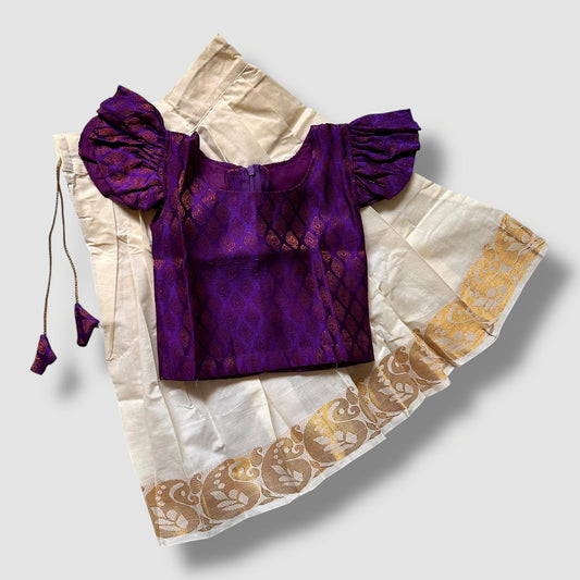Royal Purple Kasavu Pavada Set