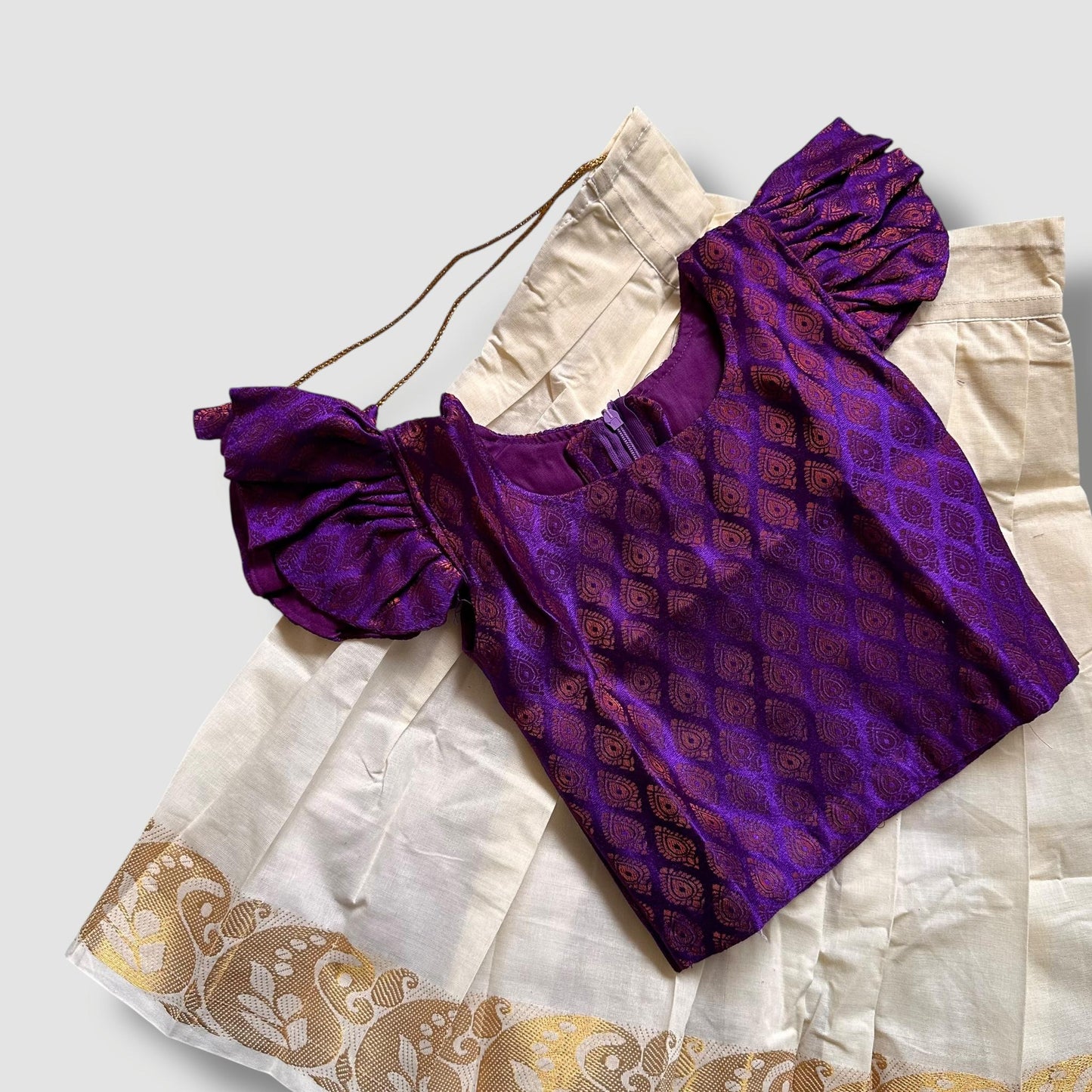 Royal Purple Kasavu Pavada Set
