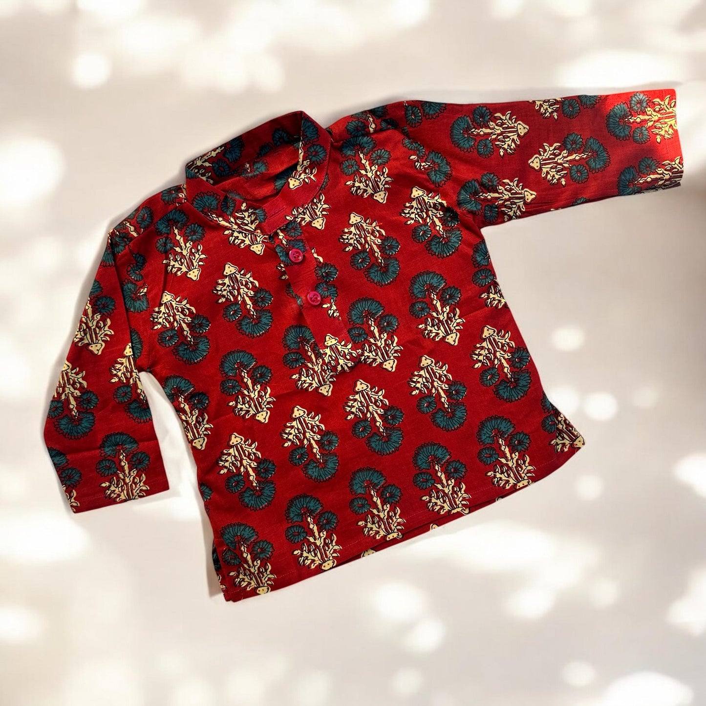 Block Print Ajrakh Red Kurta