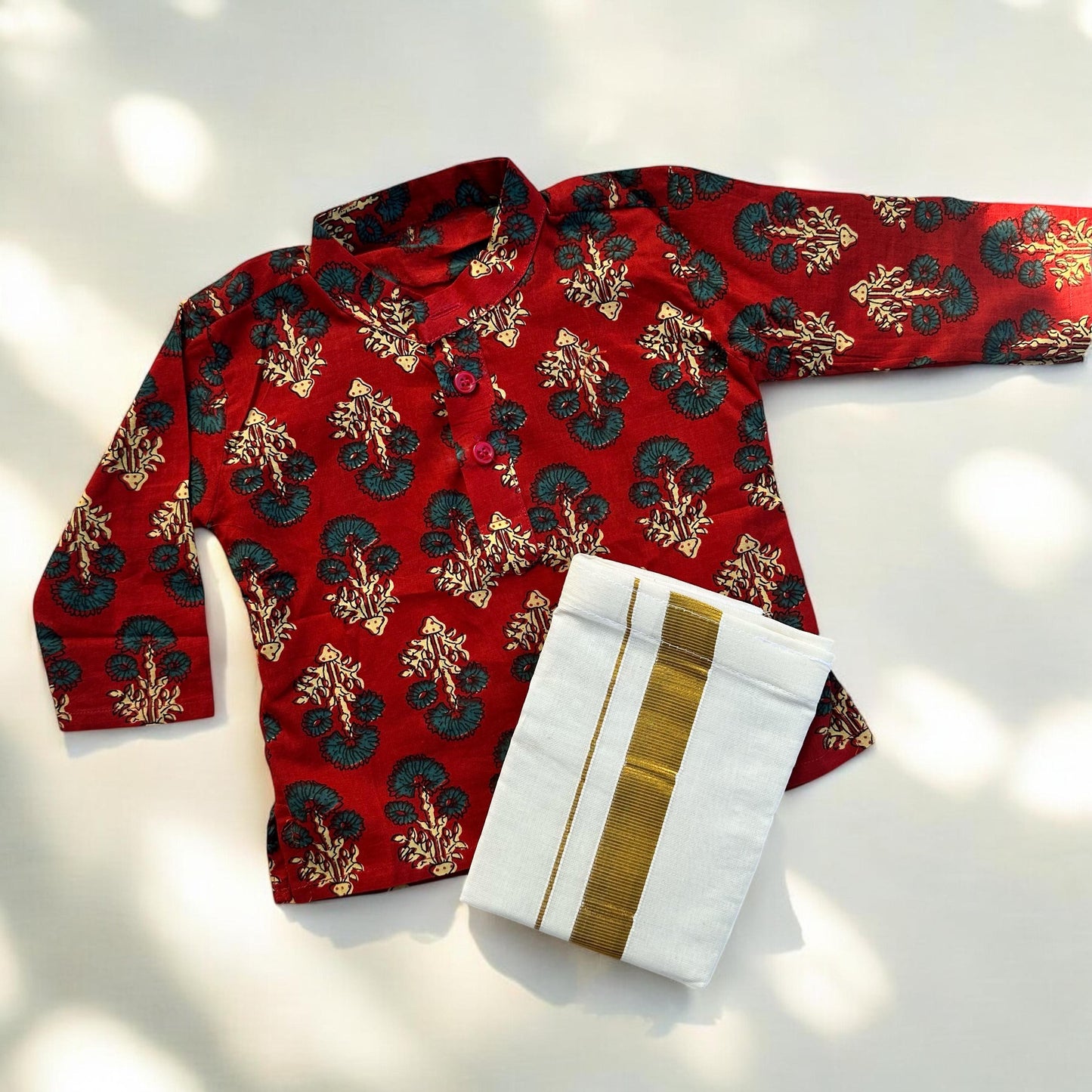 Block Print Ajrakh Red Kurta