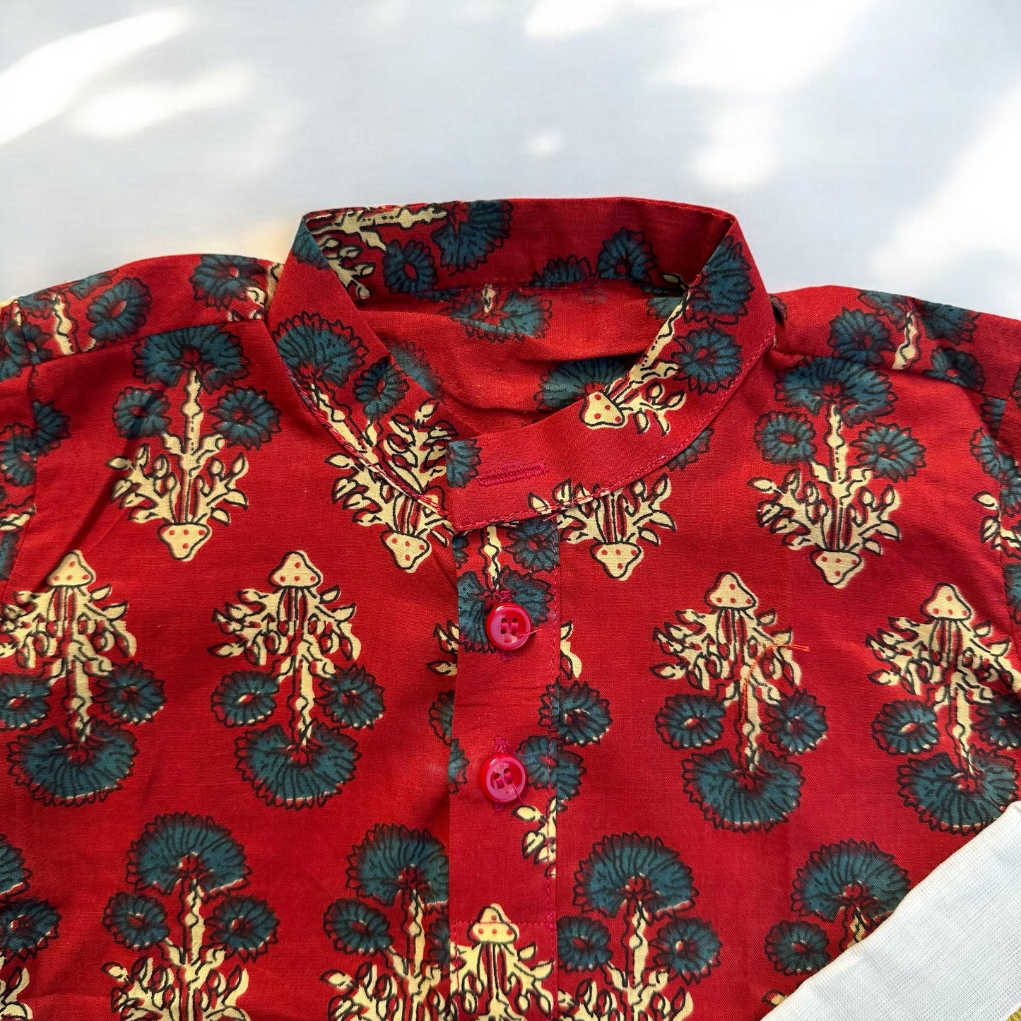 Block Print Ajrakh Red Kurta