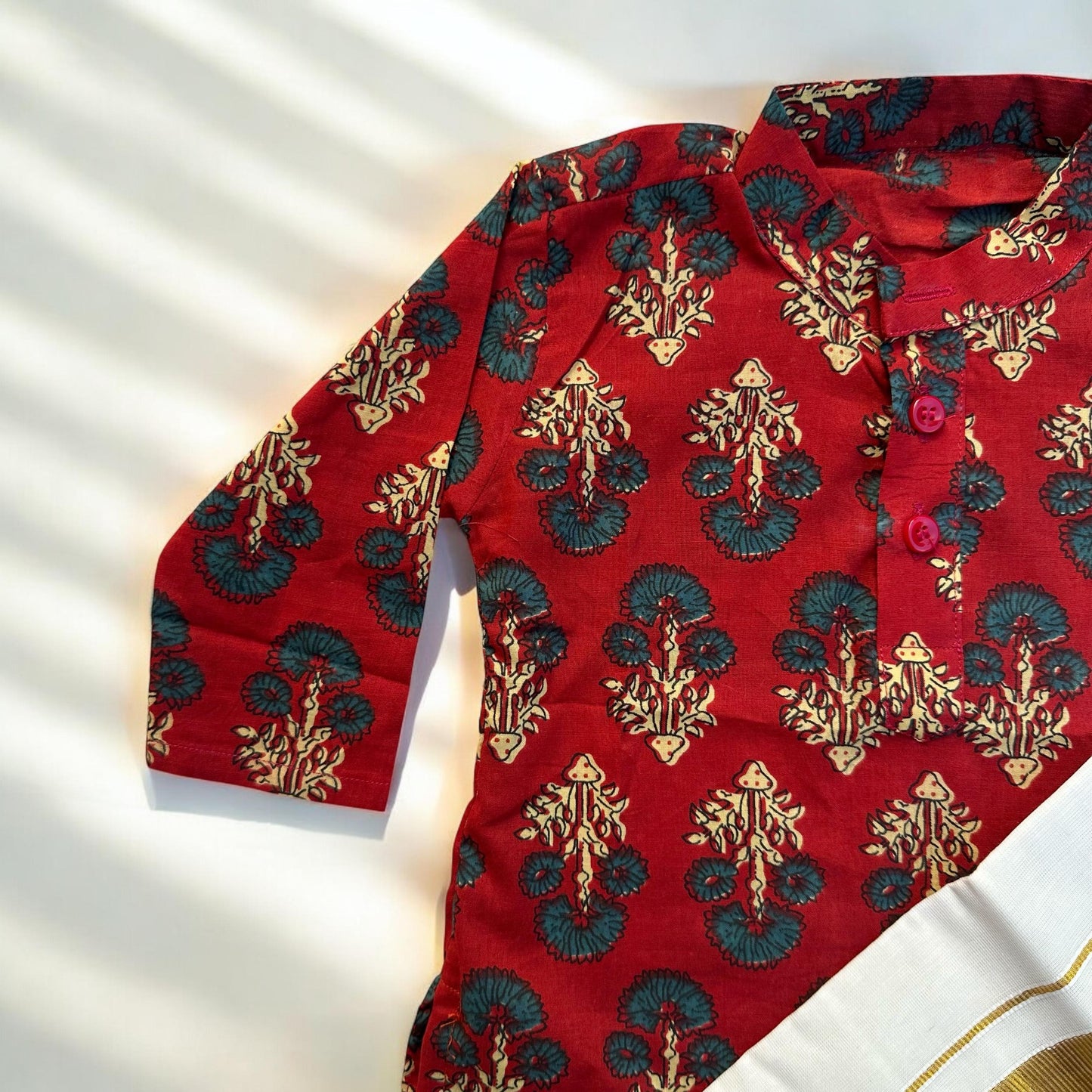 Block Print Ajrakh Red Kurta