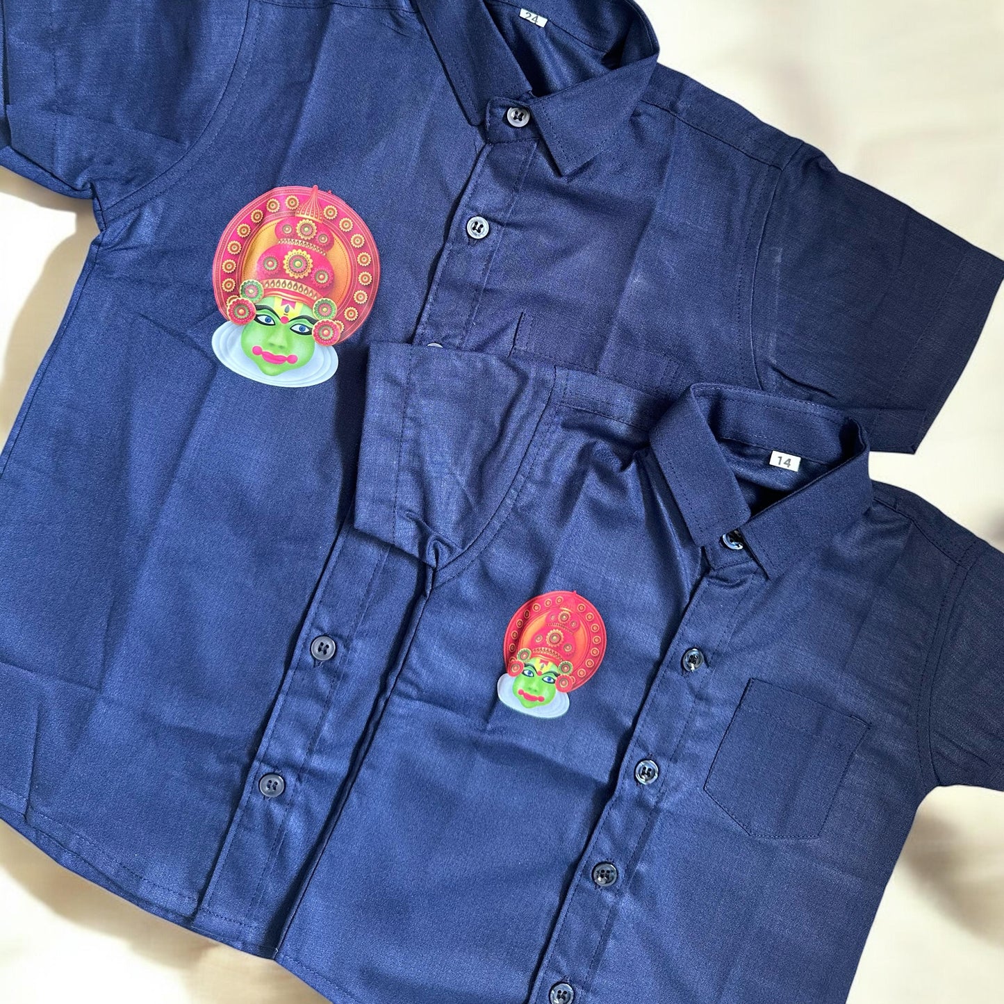 Kathakali Print Dark Blue Shirt