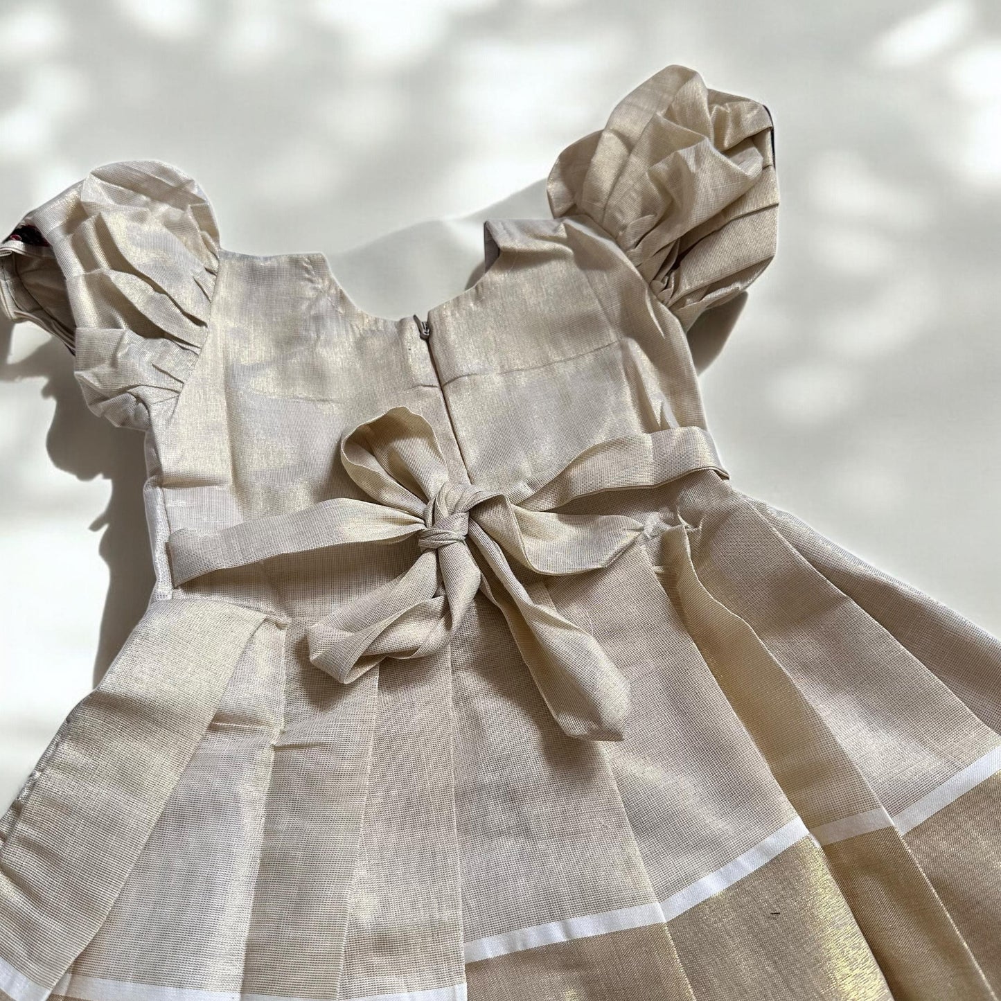 Ajrakh Border Kasavu Frock - Floral