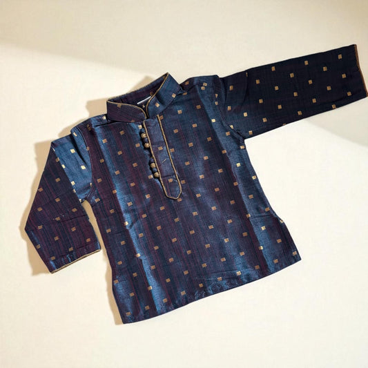 Dark Blue Zari Kurta with Dhoti Pants