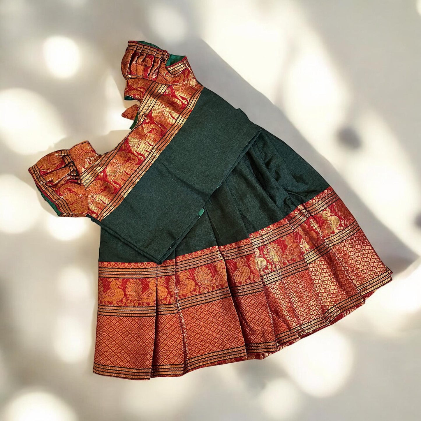 Classic Deep Green Pattu Pavada Set
