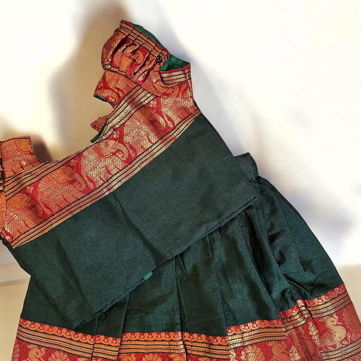 Classic Deep Green Pattu Pavada Set
