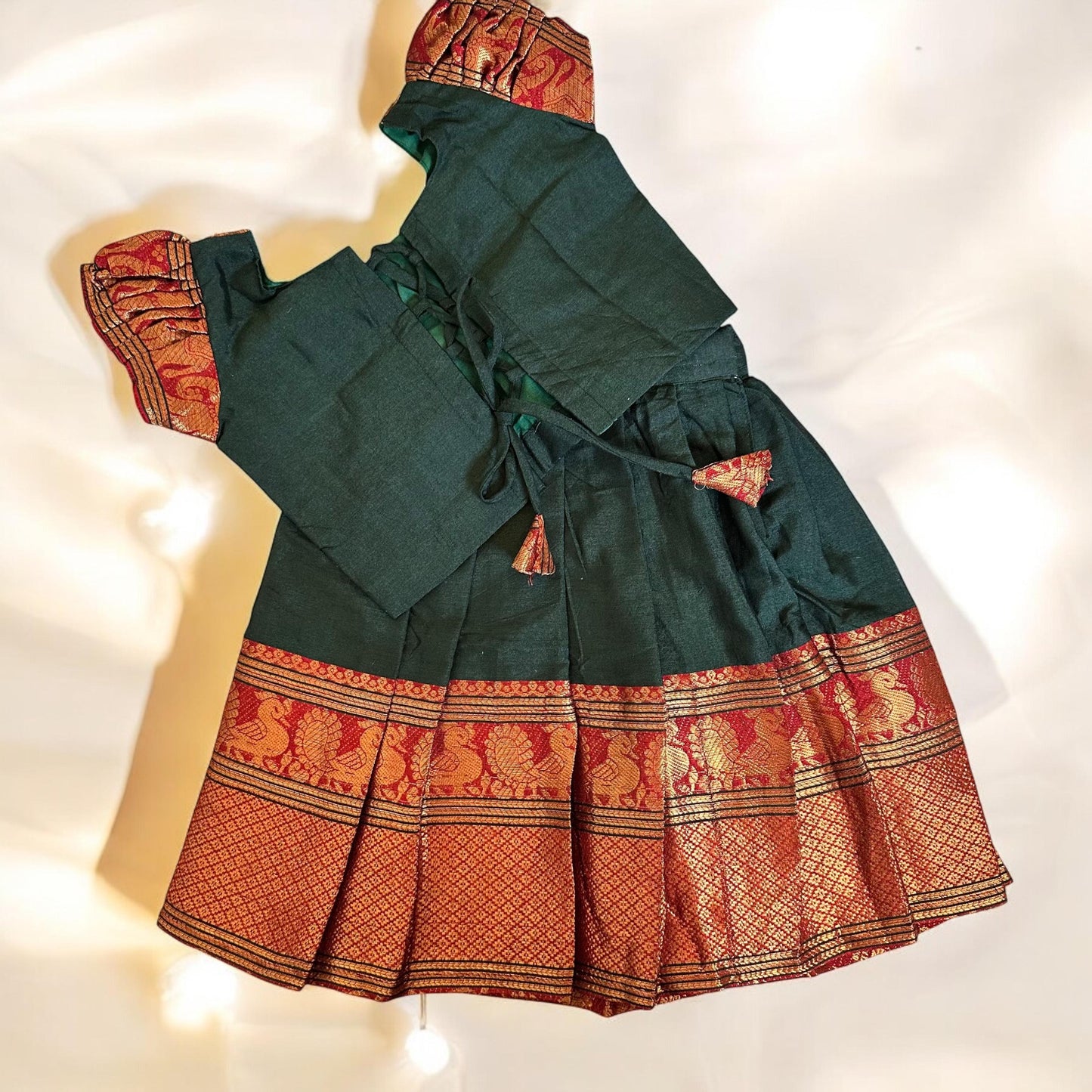 Classic Deep Green Pattu Pavada Set