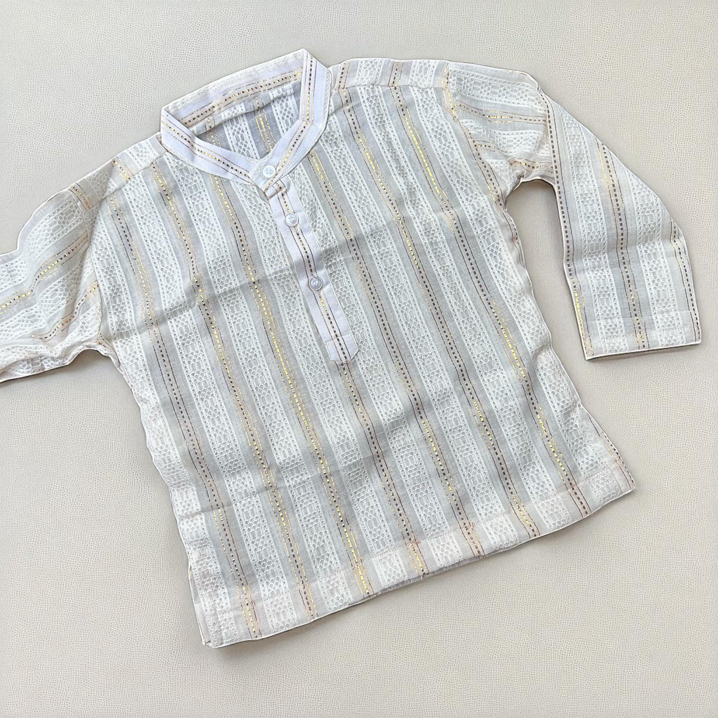 Classic Cream and Gold Textured Kurta