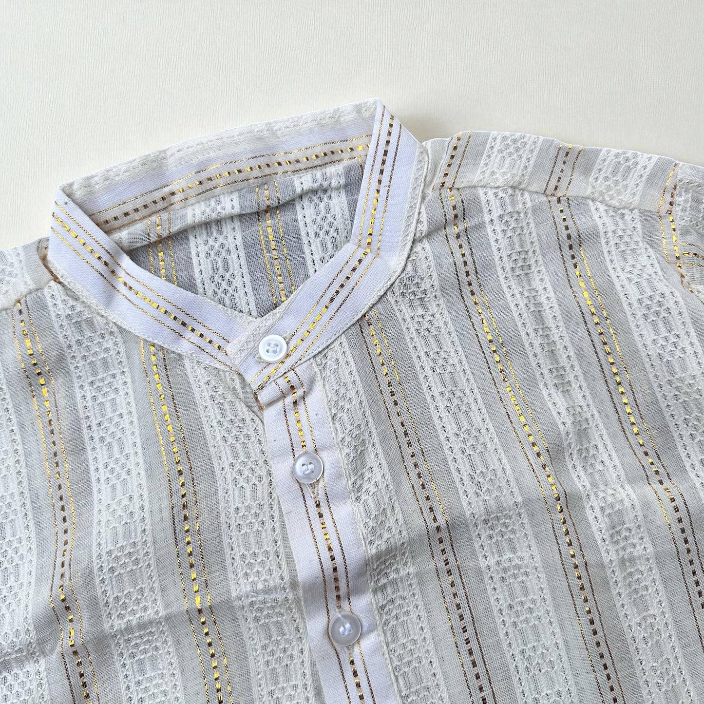 Classic Cream and Gold Textured Kurta